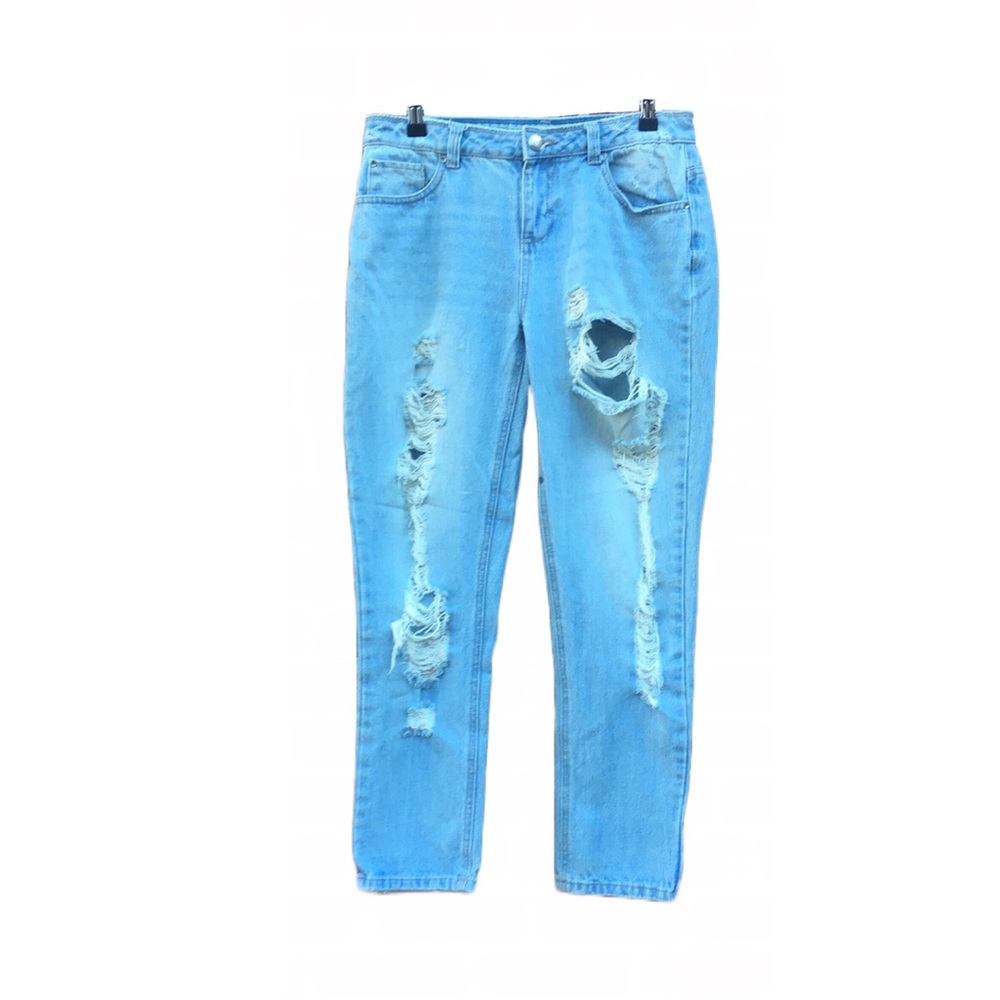 Generra Distressed Skinny Jeans Light Blue Denim Junior Size 7